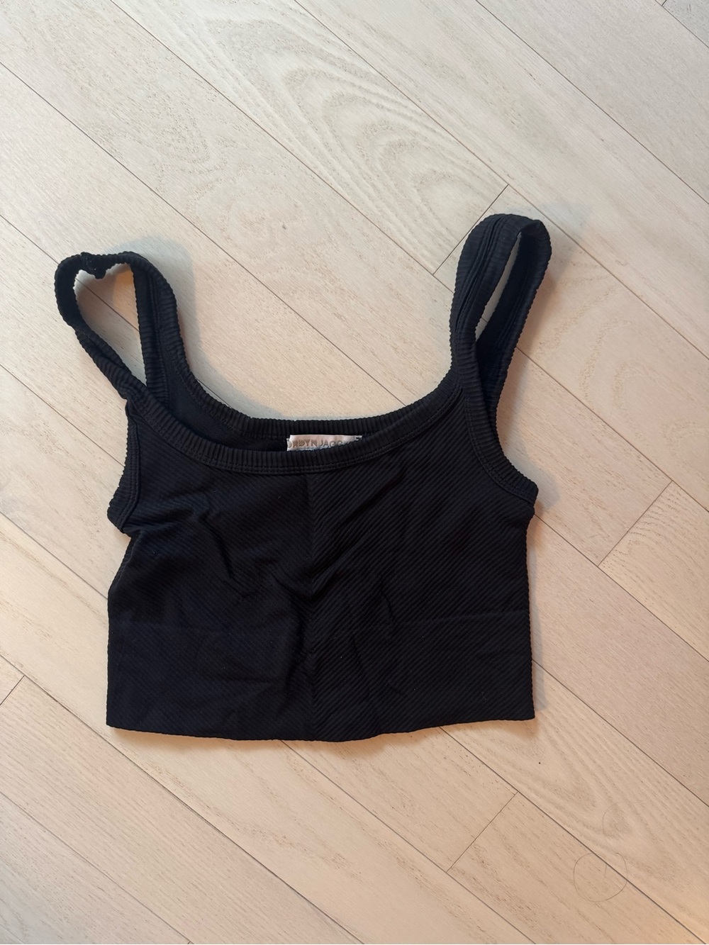 Black Ribbed Scoop-Neck Crop Top